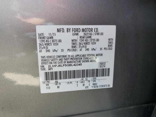 2LMPJ8LP5GBL42345 - 2016 LINCOLN MKX RESERVE 灰色 照片 14