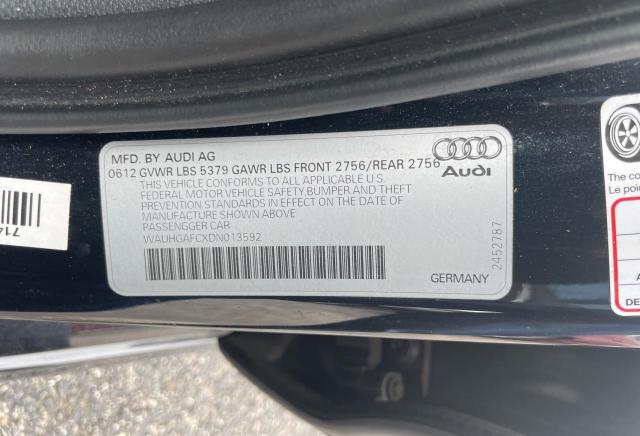 WAUHGAFCXDN013592 - 2013 AUDI A6 PRESTIGE 黑色 照片 10