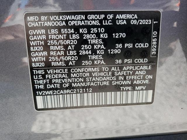1V2WE2CA9RC212112 - 2024 VOLKSWAGEN ATLAS CROS SE GRAY photo 13