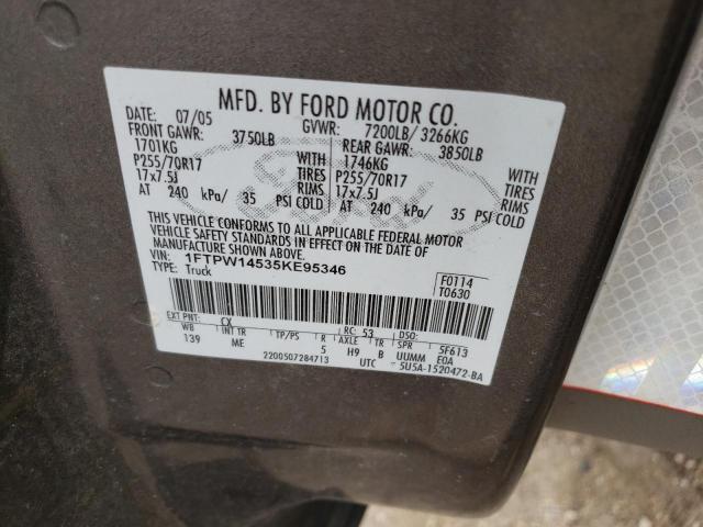 1FTPW14535KE95346 - 2005 FORD F150 SUPERCREW CHARCOAL photo 12