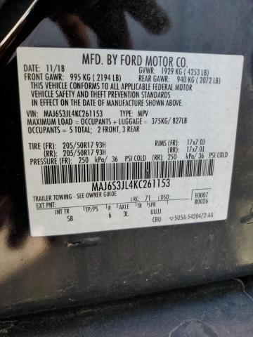 MAJ6S3JL4KC261153 - 2019 FORD ECOSPORT SES BLACK photo 13