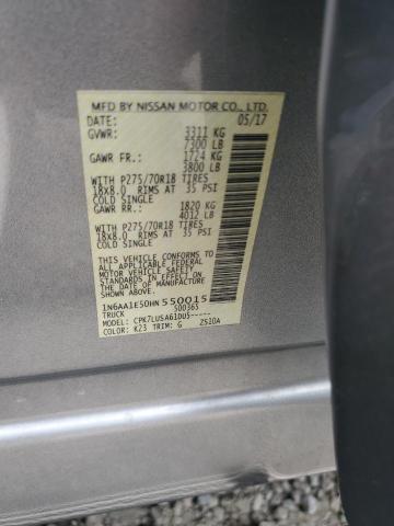 1N6AA1E50HN550015 - 2017 NISSAN TITAN SV SILVER photo 12