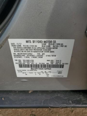 MAJ3P1TE0JC169964 - 2018 FORD ECOSPORT SE ვერცხლისფერი ფოტო 12