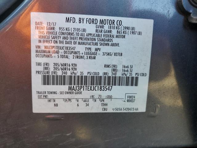 MAJ3P1TEXJC183547 - 2018 FORD ECOSPORT SE GRAY photo 13