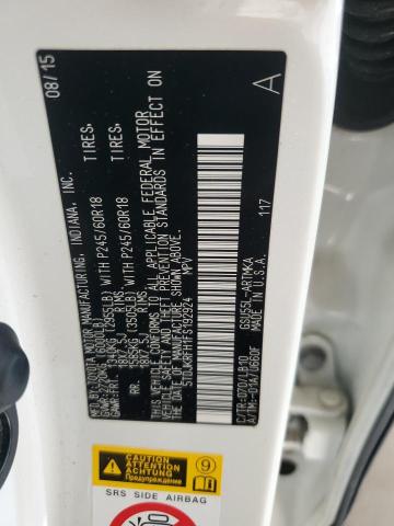 5TDJKRFH1FS192924 - 2015 TOYOTA HIGHLANDER XLE 白色 照片 12