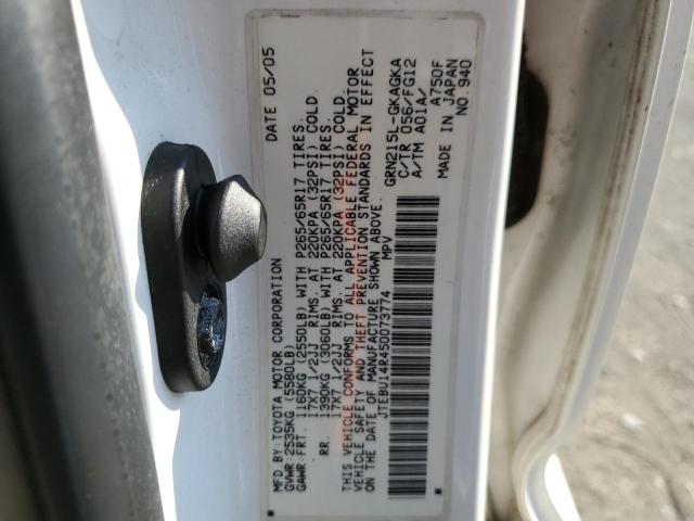JTEBU14R450073774 - 2005 TOYOTA 4RUNNER SR5 WHITE photo 13