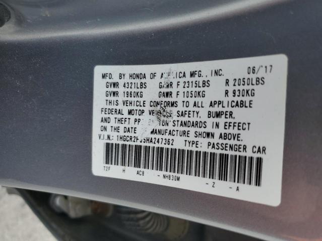 1HGCR2F55HA247362 - 2017 HONDA ACCORD SPORT SILVER photo 12