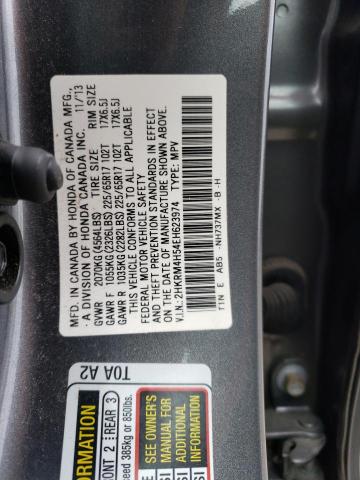 2HKRM4H54EH623974 - 2014 HONDA CR-V EX GRAY photo 12