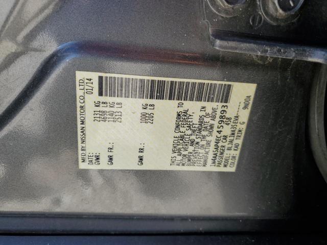 1N4AA5AP4EC459893 - 2014 NISSAN MAXIMA S GRAY photo 12