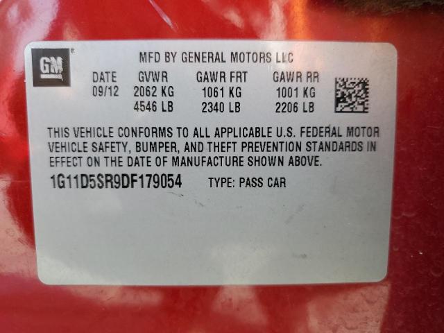 1G11D5SR9DF179054 - 2013 CHEVROLET MALIBU 1LT MAROON photo 12