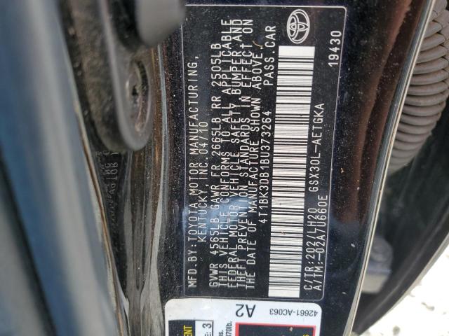 4T1BK3DB1BU373264 - 2011 TOYOTA AVALON BASE BLACK photo 12