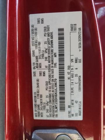 5LMTJ3DH6KUL39670 - 2019 LINCOLN MKC RESERVE წითელი ფოტო 12