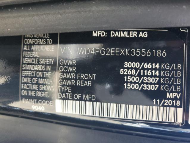 WD4PG2EEXK3556186 - 2019 MERCEDES-BENZ METRIS BLACK photo 13