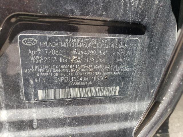 5NPEU46C49H449636 - 2009 HYUNDAI SONATA SE BLACK photo 12