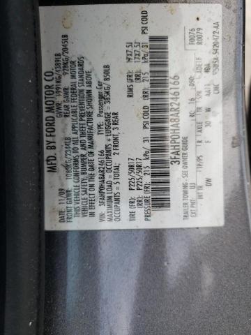 3FAHP0HA8AR246166 - 2010 FORD FUSION SE GRAY photo 12