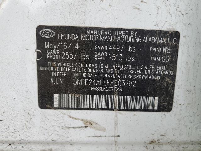 5NPE24AF8FH003282 - 2015 HYUNDAI SONATA SE WHITE photo 12