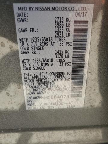 5N1DR2MM6HC684073 - 2017 NISSAN PATHFINDER S 银色 照片 14