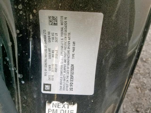 2G1FD1E35F9275524 - 2015 CHEVROLET CAMARO LT  photo 10