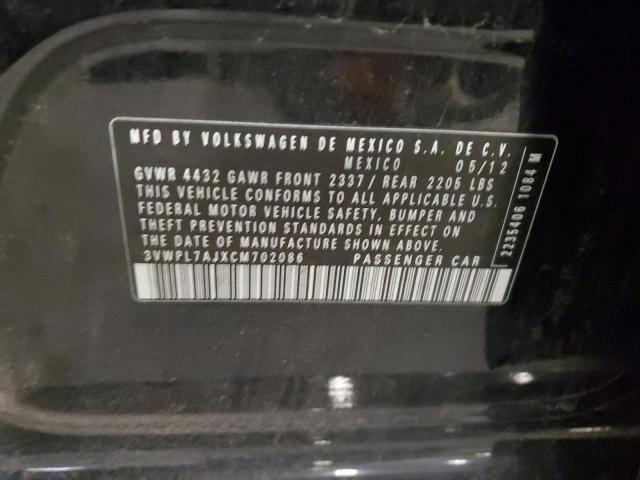 3VWPL7AJXCM702086 - 2012 VOLKSWAGEN JETTA TDI BLACK photo 13
