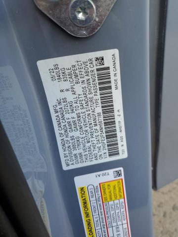 2HGFE2F54NH587186 - 2022 HONDA CIVIC SPORT GRAY photo 12