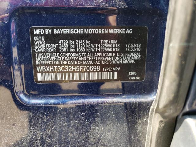 WBXHT3C32H5F70698 - 2017 BMW X1 XDRIVE28I BLUE photo 13