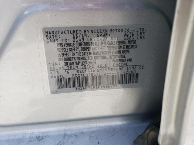 3N1AB7AP1KY456698 - 2019 NISSAN SENTRA S 银色 照片 13