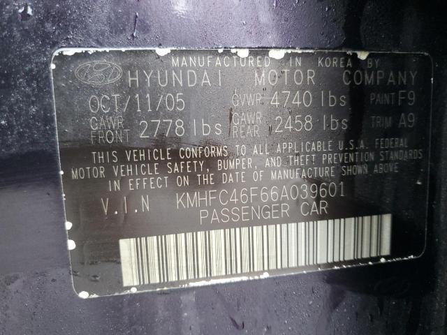 KMHFC46F66A039601 - 2006 HYUNDAI AZERA SE PURPLE photo 12