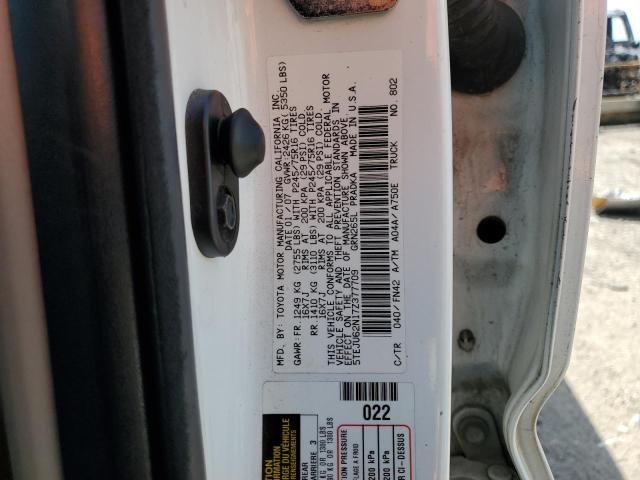 5TEJU62N17Z377709 - 2007 TOYOTA TACOMA DOUBLE CAB PRERUNNER WHITE photo 13