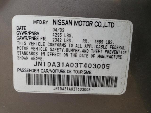 JN1DA31A03T403005 - 2003 NISSAN MAXIMA GLE GOLD photo 12