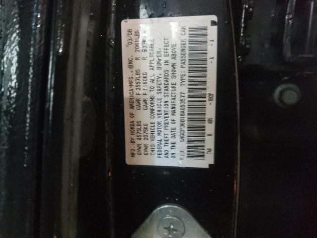 1HGCP36818A053577 - 2008 HONDA ACCORD EXL BLACK photo 12