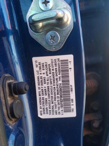 19XFB2F98DE084314 - 2013 HONDA CIVIC EXL BLUE photo 10