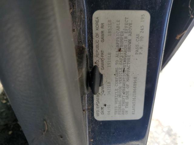 KLATA52621B668968 - 2001 DAEWOO LANOS S Mavi foto 12