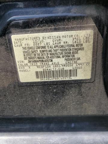 3N1AB6AP8BL625736 - 2011 NISSAN SENTRA 2.0 BLACK photo 12