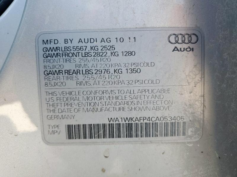 WA1WKAFP4CA053405 - 2012 AUDI Q5 PRESTIGE SILVER photo 13