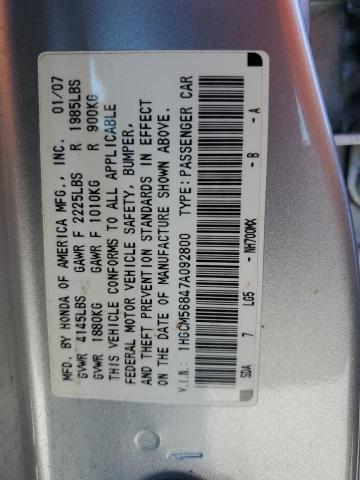 1HGCM56847A092800 - 2007 HONDA ACCORD EX SILVER photo 12