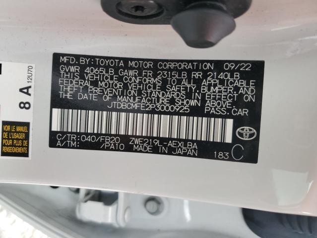 JTDBCMFE2P3000925 - 2023 TOYOTA COROLLA LE WHITE photo 13