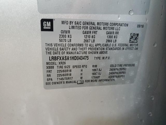LRBFXASA1HD043475 - 2017 BUICK ENVISION PREFERRED SILVER photo 12