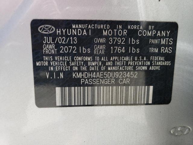 KMHDH4AE5DU923452 - 2013 HYUNDAI ELANTRA GLS SILVER photo 12