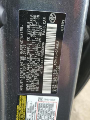 4T1BE46K77U056896 - 2007 TOYOTA CAMRY CE GRAY photo 12