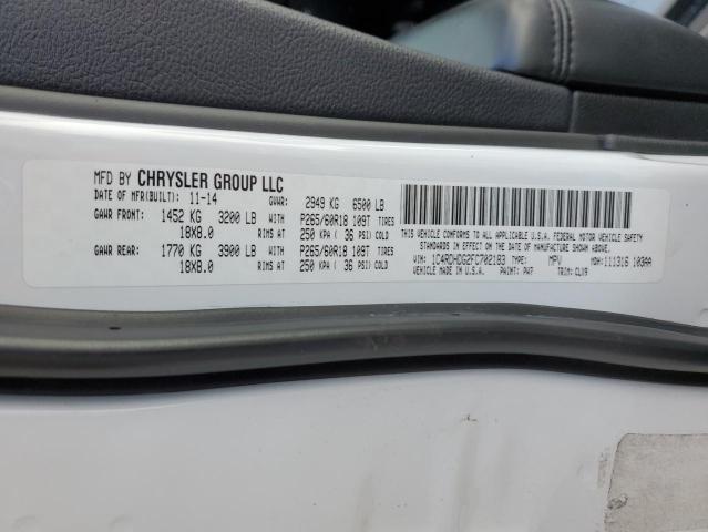 1C4RDHDG2FC702183 - 2015 DODGE DURANGO LIMITED WHITE photo 13