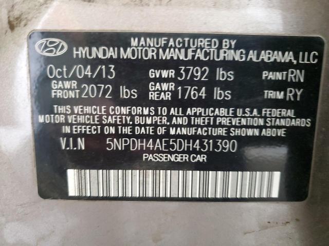 5NPDH4AE5DH431390 - 2013 HYUNDAI ELANTRA GLS SILVER photo 13