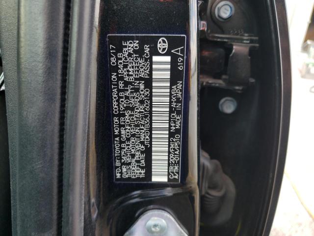 JTDKDTB36J1602130 - 2018 TOYOTA PRIUS C BLACK photo 12