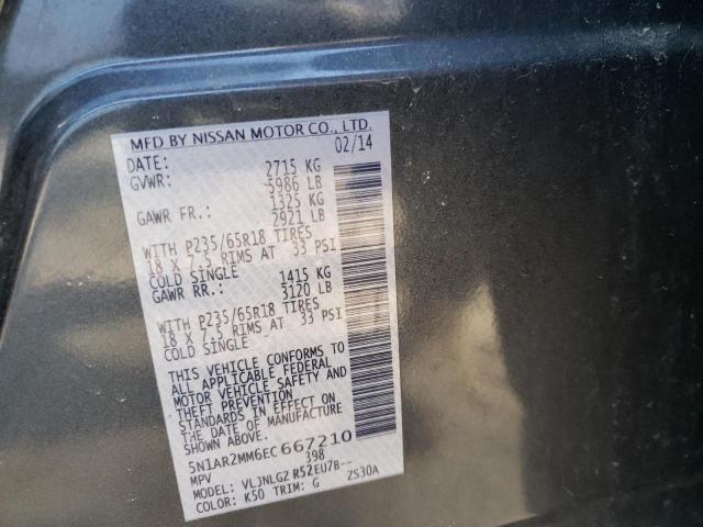 5N1AR2MM6EC667210 - 2014 NISSAN PATHFINDER S GRAY photo 13