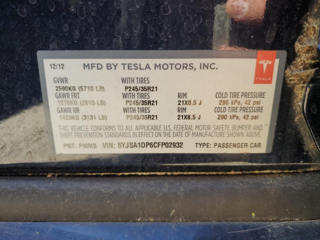 5YJSA1DP6CFP02932 - 2012 TESLA MODEL S 蓝色 照片 12