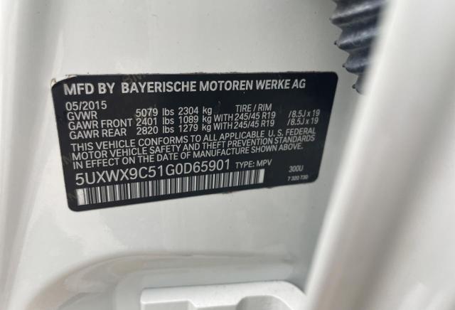 5UXWX9C51G0D65901 - 2016 BMW X3 XDRIVE28I WHITE photo 10