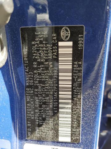 4T1G11AK7PU173983 - 2023 TOYOTA CAMRY SE NIGHT SHADE BLUE photo 12