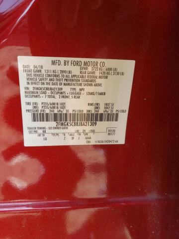 2FMGK5C88JBA21309 - 2018 FORD FLEX SEL RED photo 14