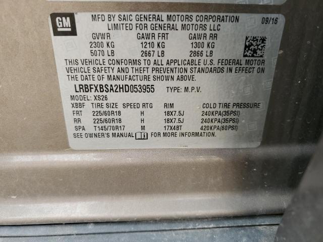 LRBFXBSA2HD053955 - 2017 BUICK ENVISION ESSENCE Թուխ լուսանկար 13