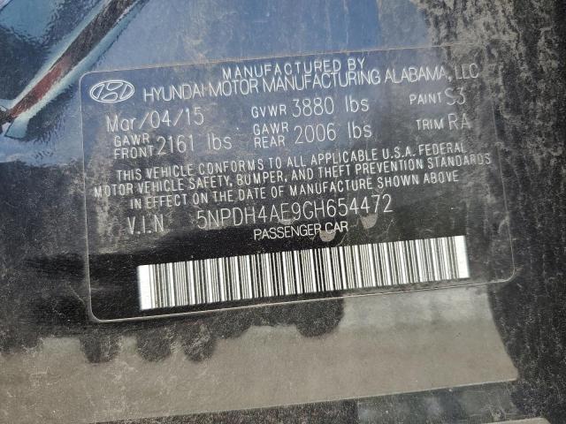 5NPDH4AE9GH654472 - 2016 HYUNDAI ELANTRA SE BLACK photo 12