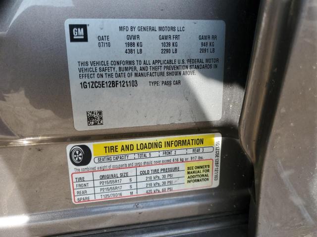 1G1ZC5E12BF121103 - 2011 CHEVROLET MALIBU 1LT 银色 照片 12